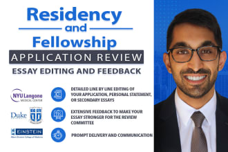 proofread your residency or fellowship application or personal statement