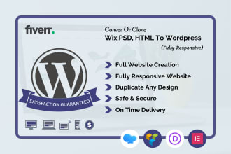 convert any wix, html, psd to wordpress using elementor