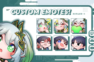 create cute adorable anime twitch emotes for your channel