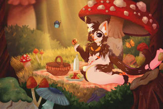 draw a scene illustration of your original character