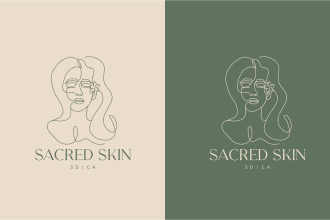 do minimalist line art botanical logo design with branding kit