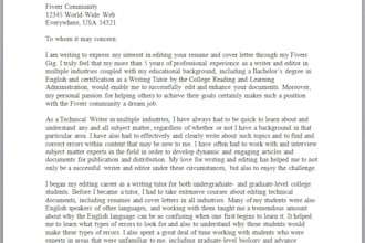 edit up to 2 pages of a cover letter or resume