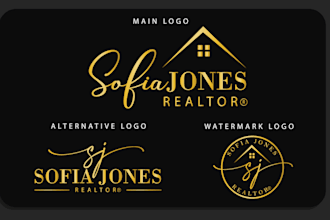 design real estate, realtor signature logo with branding kit