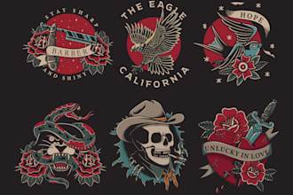 do traditional or old school style tattoo design