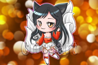 draw your cute chibi anime cartoon character portrait or nft