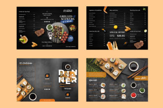 design takeaway menu trifold menu or any kind of menu design