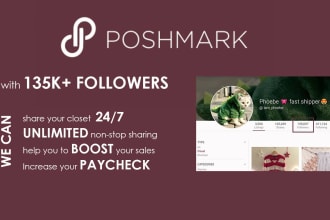 share poshmark closet 24x7 non stop and following