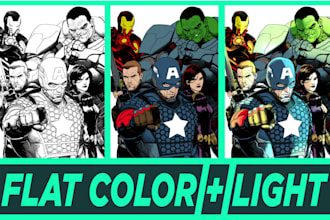 do photoshop flat color of your comics or illustrations