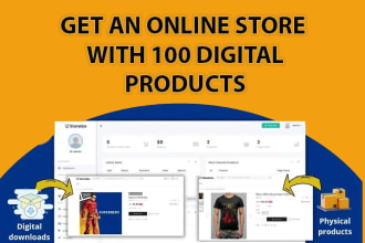 give you an online store with 100 digital products to resell