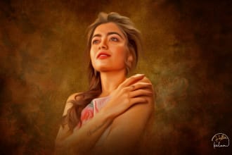 draw realistic  digital oil painting portrait from your photo