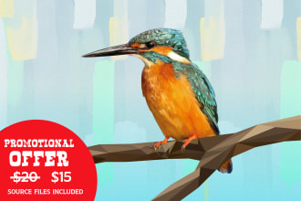 do a detailed geometric low poly animal vector illustration in 24 hours