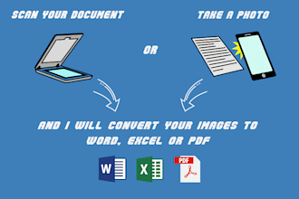 transcribe pdf, images or handwriting to word or excel