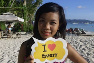 print and hold a sign with your logo or text on Boracay White Beach