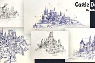 do an awesome an awesome castle design sketche