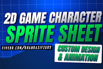 design and animate 2d game asset character sprite sheet and game objects