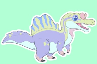 draw a cute dinosaur in chibi style for you