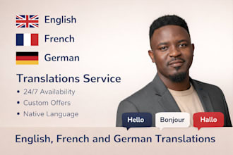 provide manual english, german and french translation