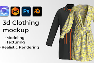 make high quality 3d clothing mockups and 3d garment in clo3d