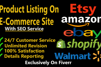 do shopify, mazon, and ebay product listings with SEO titles and description