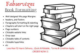 expertly format, layout and publish your book for kindle, smashword, lulu, etc