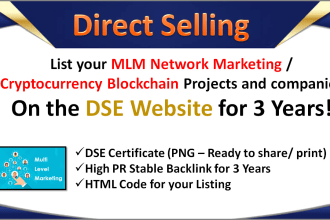 list ur MLM or blockchain in direct selling with certificate mlm dse