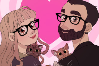 draw your family portrait as a cartoon
