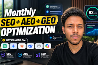 do monthly website on page GEO, aeo, and ai SEO optimization