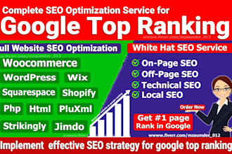 provide complete website SEO service for google top ranking