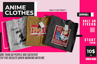 make edgy anime and japanese streetwear design for t shirt
