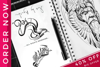 create hand drawing tattoo designs in my own talent