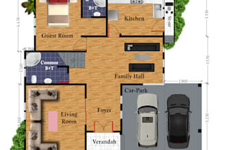 design 2d house floor plan in detailed