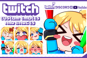 draw cute emotes, sub badges for streamer, discord, twitch in chibi anime style