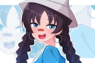 draw anime headshot portrait profile picture, icon, avatar