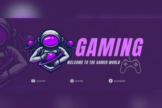 design youtube banner, gaming, twitch, and twitter banner