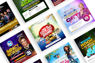 do church flyer, event flyer, poster and podcast design