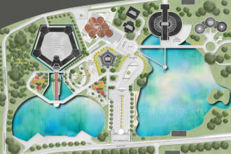 color render your 2d floor plan, site plan or master plan