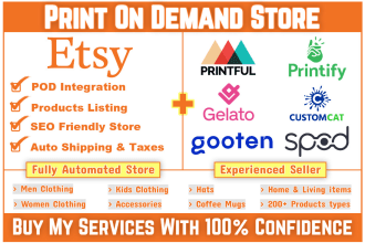 setup etsy print on demand store using printful, printify and gelato