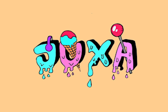 make retro futuristic hand drawn 3d cartoon logo with fast delivery