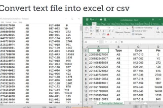 convert text file into excel or csv