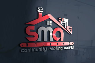 design real estate, roofing, construction logo