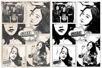 make five panel vintage comic from your photos