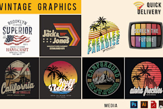 do amazing retro, vintage and custom graphic t shirt design