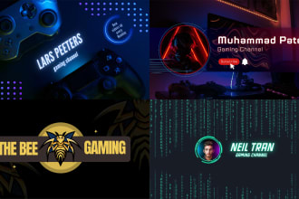 design an epic gaming youtube banner and logo