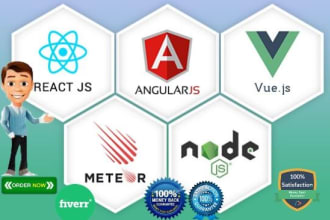 develop unique  app using react,vue,node js react native