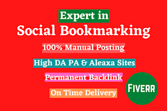 do 50 social bookmarking on high da PR sites manually