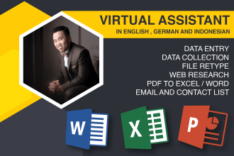 do excel data entry from german, english or indonesian websites