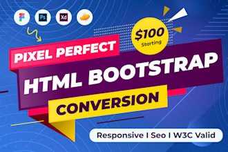 convert  figma, xd, psd to responsive html