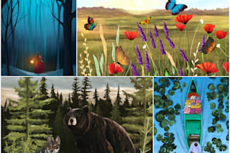 create freehand digital nature and landscape paintings