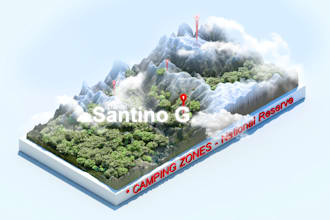 create any 3d orthographic google world map