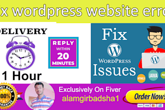 fix wordpress website errors, issues, and bugs in 1 hour